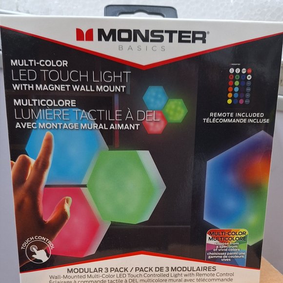 Hexagon Remote Control Multi-Color LED Touch Light, Wall-Mounted, Four Color-Cha - Picture 3 of 7